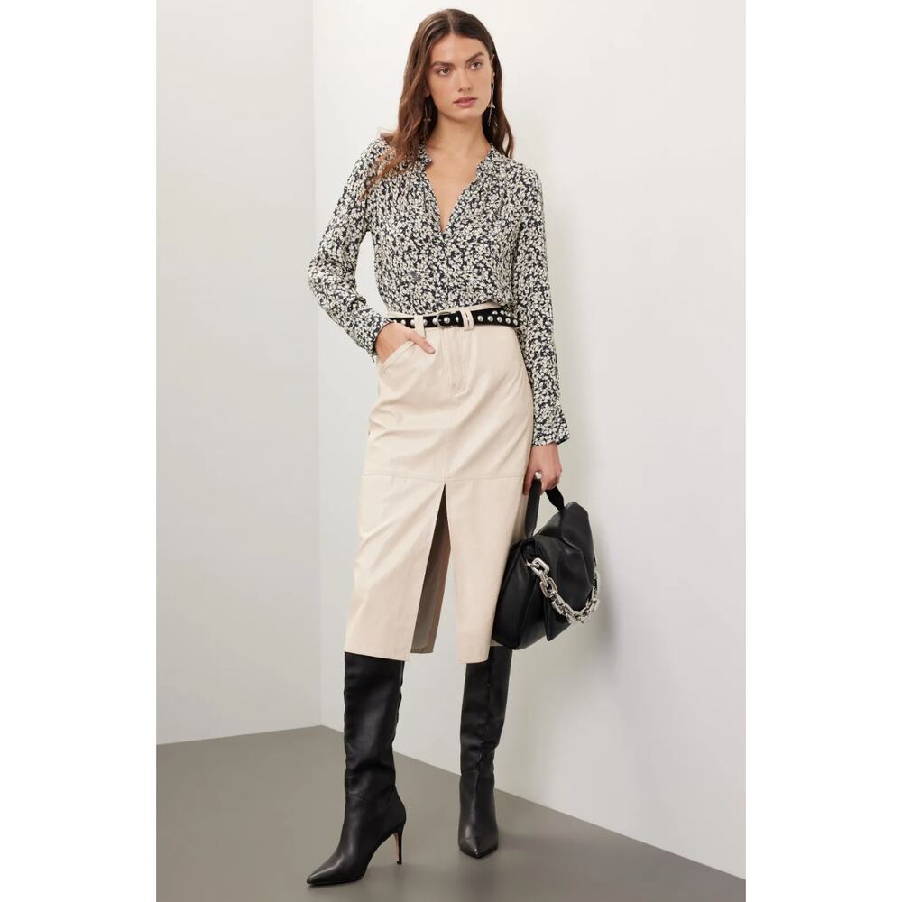 Zadig & Voltaire Tink Crepe Bico Flowers Button Front Flowly Blouse Size Medium